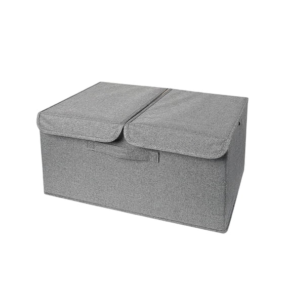 Matoen Foldable Fabric Storage Bins with Lids & Handles - Gray Closet Organizer for Toys, Clothes, Books, Shelves | Collapsible Multi-Purpose Storage Box