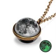 Matoen Galaxy Pendant Necklaces Nebula Space Planet Necklace Couple Earth Globe Universe Luminous Jewelry Valentines Day Gifts
