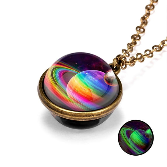 Matoen Galaxy Pendant Necklaces Nebula Space Planet Necklace Couple Earth Globe Universe Luminous Jewelry Valentine's Day Gifts