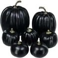 thumbnail image 1 of Matoen Halloween Black Plastic Pumpkins for Decorating - 7Pcs Decorative Plastic Pumpkins for Fall Decor, Artificial Plastic Pumpkins Perfect for Halloween Decor Thanksgiving Table Decor, 1 of 3