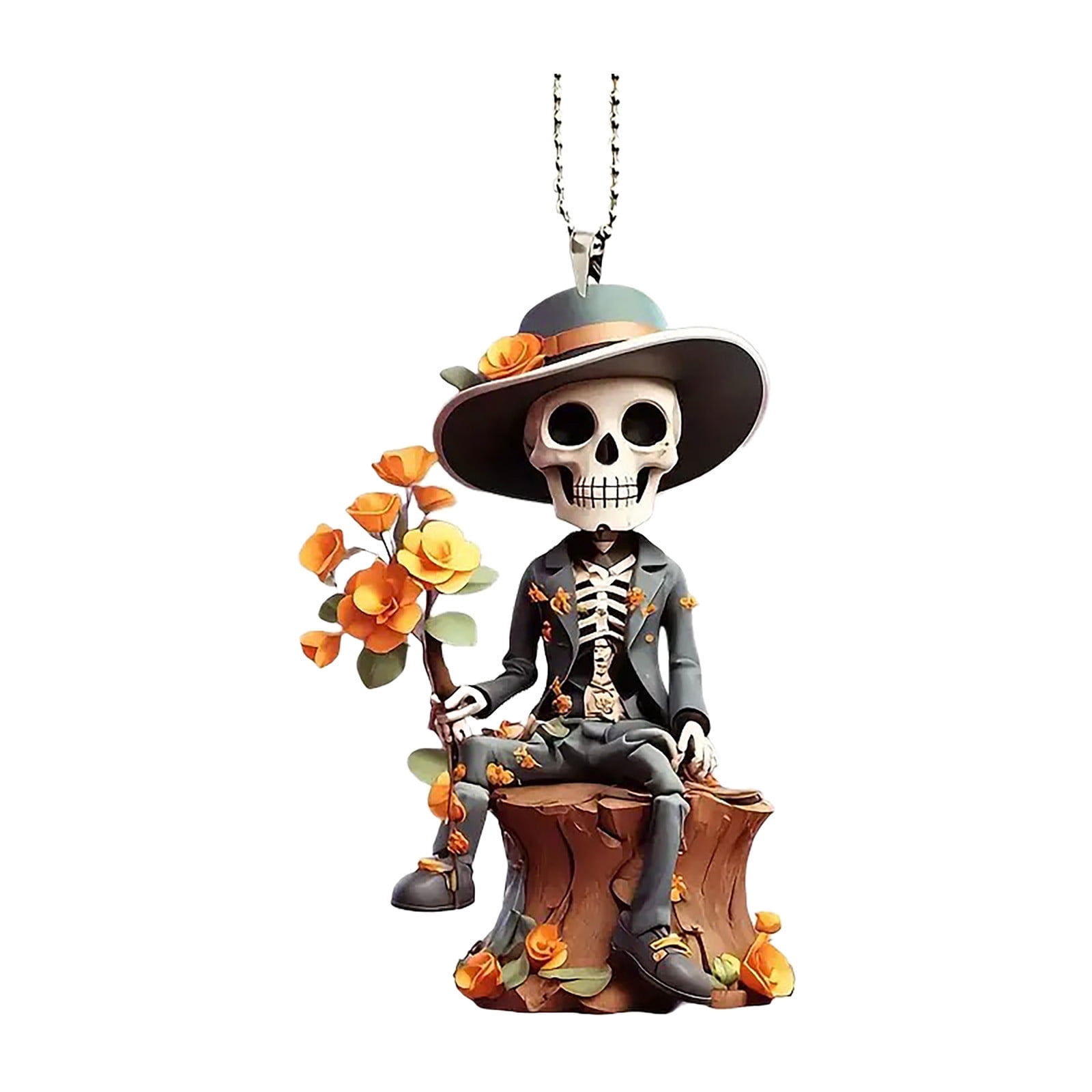 Matoen Halloween Hanging Resin Ornaments- Halloween Skull Ornaments- Halloween Hanging Tree Ornament for Home Haunted House Party Decoration