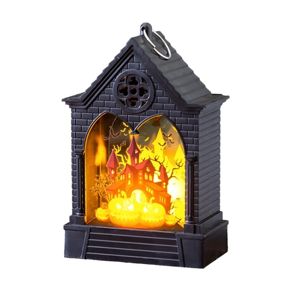 Matoen Halloween Lantern with Flickering LED Candle, Black Decorative Hanging Lanterns, Small Lantern for Wedding Decor, Halloween Table Centerpiece, Medieval Decor, Western Party Decorations