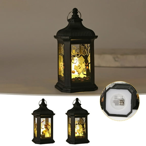 Matoen Halloween Lantern LED Candle Lights Outdoor Lantern Mini Lantern Halloween Lantern Decor Halloween Lantern Skull Skeleton Lantern Decoration
