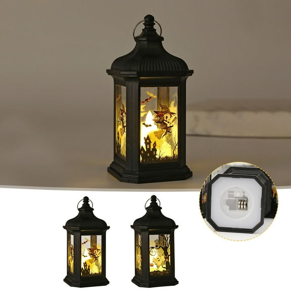 Matoen Halloween Lantern LED Candle Lights Outdoor Lantern Mini Lantern Halloween Lantern Decor Halloween Lantern Skull Skeleton Lantern Decoration