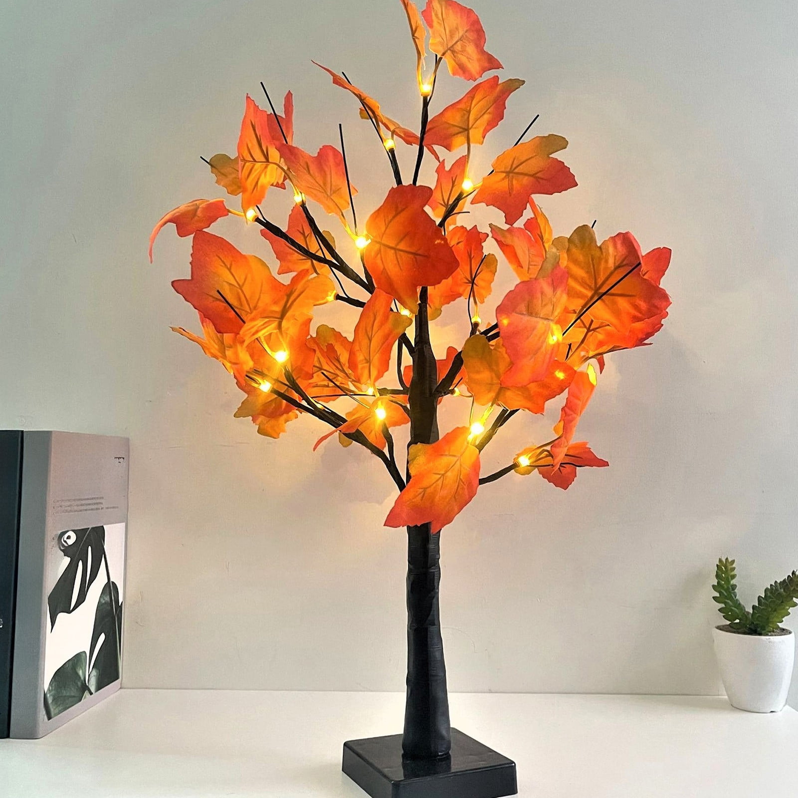 Matoen Halloween Lighted Fall Maple Tree for Fall Decorations, Battery ...
