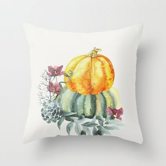 Matoen Halloween Pillow Covers - Fall Pumpkin Throw Pillow Covers, 18 x 18 Inch Cotton Pillow Cover Halloween Farmhouse Cushion Case for Sofa Couch Patio Outdoor Home Decor