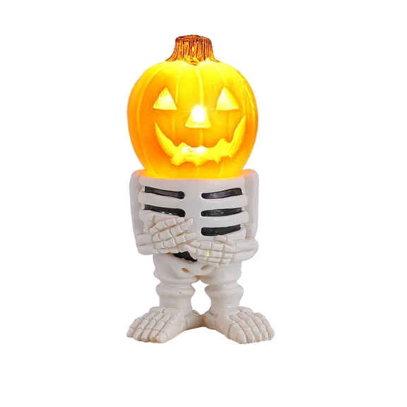 Matoen Halloween Pumpkin Knight Ornament Pumpkin Night Light Halloween Lanterns Indoor Pumpkin Figurine Led Lights Halloween Home Decor Resin Accessories Desktop