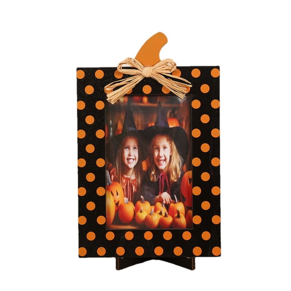 Matoen Halloween Pumpkin Wooden Photo Frame Halloween Decorations Photo Frame Gifts Size 6x9.8 Suitable for Halloween Photo Frame Gift Desktop Use