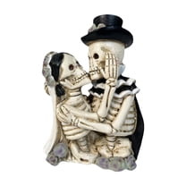 Matoen Halloween Skeleton Figurines for Shelf Mantel Decoration Unique Couple Sculpture Adult Skull Model Retro Resin Collectible Halloween Party Decorations