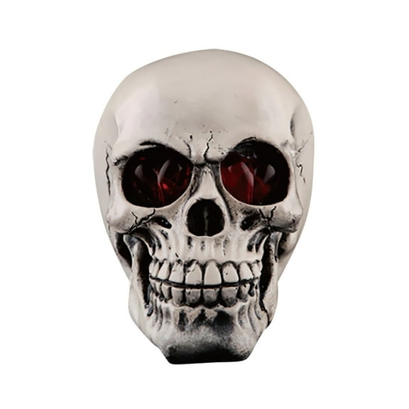 Matoen Halloween Skull Decorations Indoor Table Desk Home Decor Haunted House Halloween LED Lights Up Eyes Party Supplies Animated Skull Scary Eyeballs