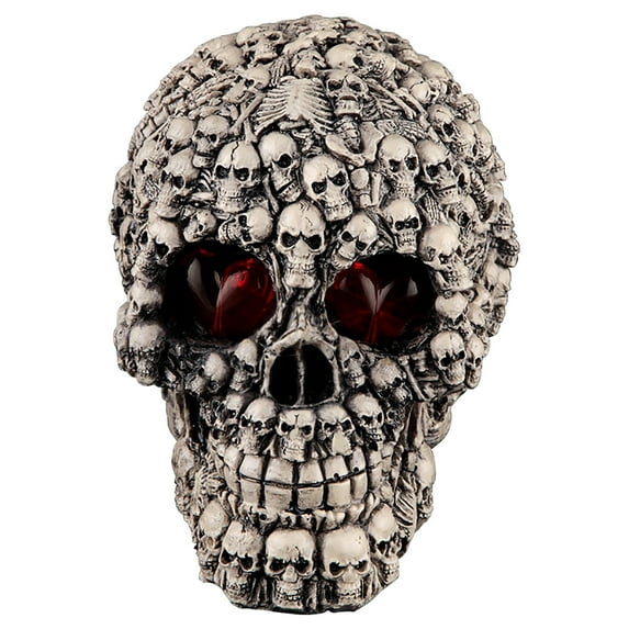 Matoen Halloween Skull Decorations Indoor Table Desk Home Decor Haunted House Halloween LED Lights Up Eyes Party Supplies Animated Skull Scary Eyeballs