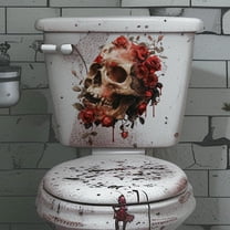 Matoen Halloween Toilet Lid Decals Horrible Wall Stickers Scary Home Decor Bathroom Screaming Dark Decoration Poster for Halloween Party