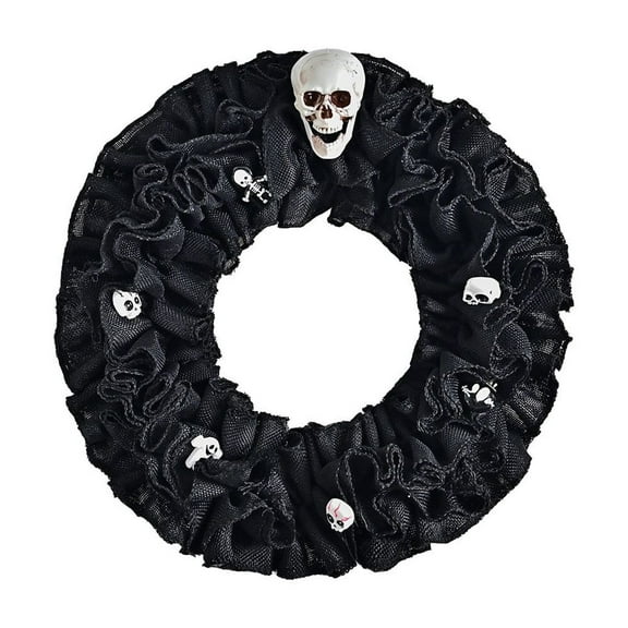 Matoen Halloween Wreath, Halloween Door Wreath, Halloween Decorations with Skull for Porch Window Outdoor Indoor Home Party Decor (Black)