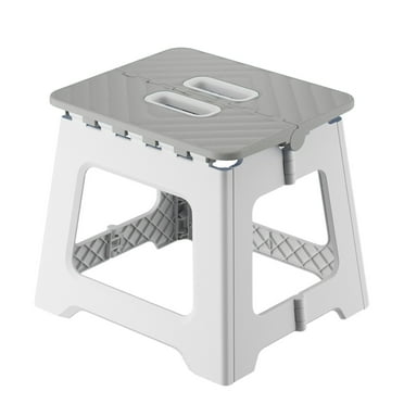 Matoen Home Folding Step Stool - Foot Stool with 7.5 Inch Height - Holds Up to 300 lbs - Lightweight Plastic Foldable Step Stool for Kitchen, Bathroom & Living Room (Blue)