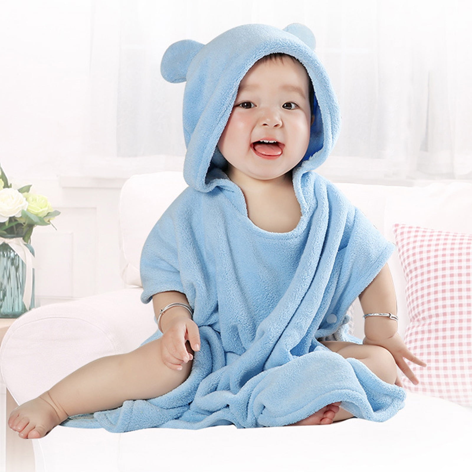 Bonsai Tree Blue Car Hooded Towel For Kids - 30x50 Inch, Super Soft & Absorbent Microfiber Beach Pool Poncho