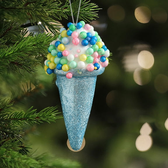 Matoen Ice Cream Party Decorations Ornaments, Christmas Tree Hanging Candy Gift, Macaron Color Dessert Ice Cream Pendant Set for Xmas New Year Easter Birthday Home Party Supplies