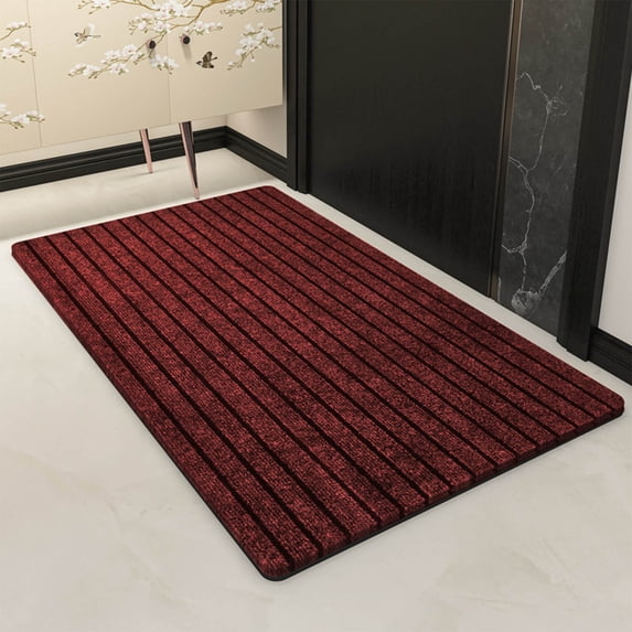 Matoen Indoor Doormat, Front Back Door Mat Backing Non Slip Mats 24"x16" Absorbent Resist Dirt Entrance Doormat Inside Floor for Entryway Washable Low-Profile (Red)
