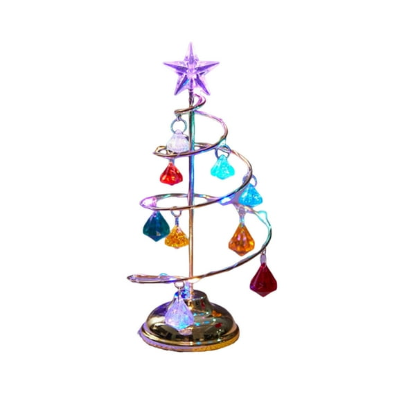 Matoen LED Christmas Tree Lights, Mini Iron Light Up Tree, Color Changing Decorations Indoor, Holiday for Bedroom Table