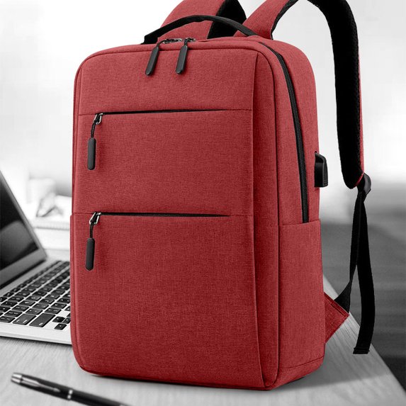 Matoen Laptop Backpack for Travel Water Resistant College Backpack for Men Laptop Bag with USB Charging Port, Red