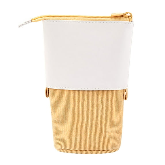 Matoen Large Capacity Pencil Case Portable Standing Pencil Pouch Bag School Supplies for College Students Girls Boys Adults (Yellow)