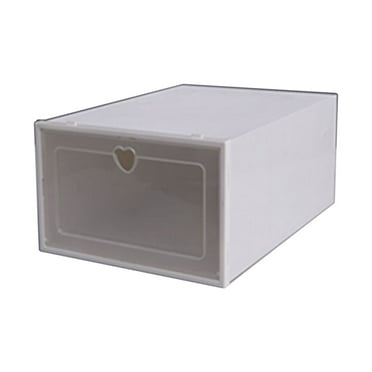 Matoen Large Display Shoe Storage Box, 1 Pack Clear Plastic Stackable Shoe Organizer Containers for Closet, Space Saving Shoe Storage Organizer, Foldable Shoe Rack with Lids, White