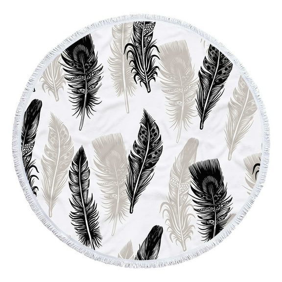 Matoen Large Round Beach Towel Microfiber Quick Dry Sand Free Thick Printed Beach Blanket Circle Meditation Rug, 61"