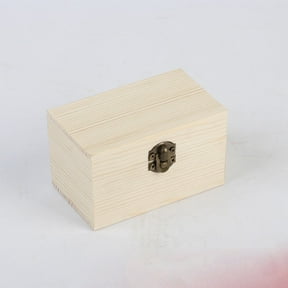 Matoen Large Wooden Box with Hinged Lid, Unfinished Wood Box, Desktop Wooden Storage Boxes, Memory Wooden Keepsake Box
