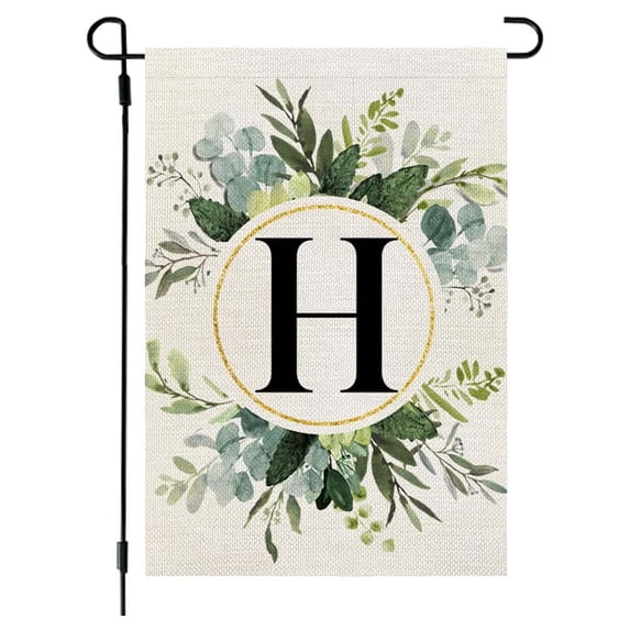 Matoen Monogram Initial H Burlap Garden Porch Lawn Flag Farmhouse Decorations Mailbox Decor Welcome Sign Small Flax Nylon Linen Fabric