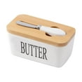 thumbnail image 1 of Matoen Nordic Style Ceramic Butter & Cheese Box with Lid & Cutting Tools - Elegant Butter Storage Dish for Kitchen, 1 of 6