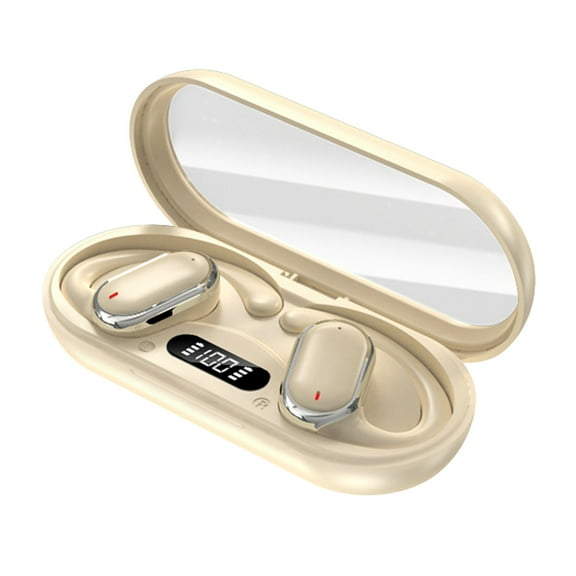 Matoen Open Ear Headphones Wireless Bluetooth Earbuds Light-Weight Headphones Built-in Microphone for Running Beige