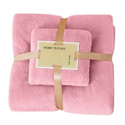 Matoen Oversized Bath Towels Set, Cotton Microfiber Towels, Soft Quick Dry Towels Set Includes 1 Bath Towel & 1 Face Towel - Pink