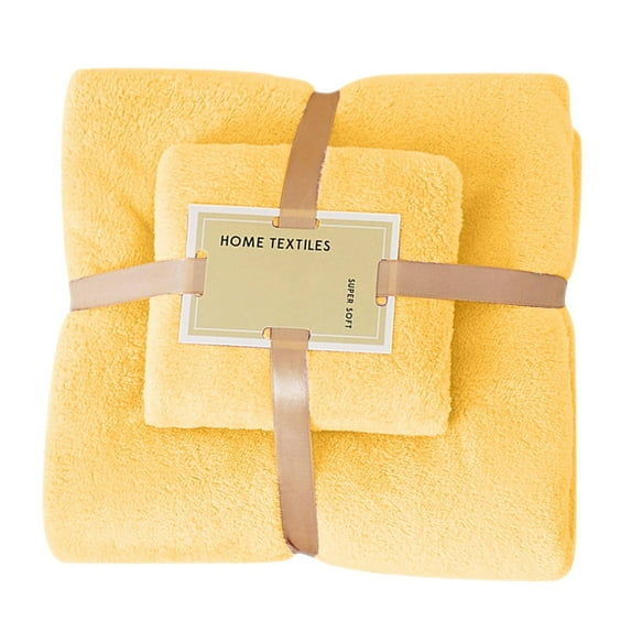 Matoen Oversized Bath Towels Set, Cotton Microfiber Towels, Soft Quick Dry Towels Set Includes 1 Bath Towel & 1 Face Towel - Yellow