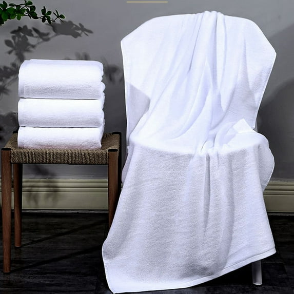 Matoen Oversized Fade Resistant Bath Towel, Cotton Towels for Bathroom, Soft and Absorbent, Quick Drying Bath Towel for Body Sport Yoga SPA Fitness, White, 27.5"x55"