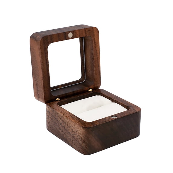 Matoen Personalized Wooden Ring Box, Mini Engagement Ring Holder Box, Square Wedding Ring Box for Ring, Elegant and Retro Ring Holder Box for Wedding, Ceremony