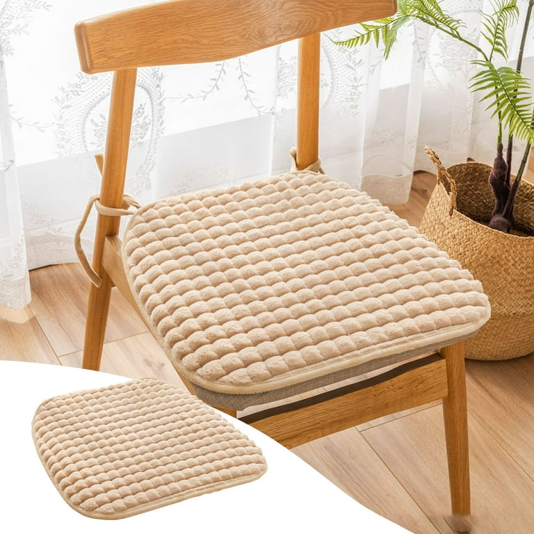 Matoen Plush Chair Cushion Memory Foam Pads with Ties Kitchen Non Slip Bottom Seat Cushions Machine Washable 18.5 x17.7