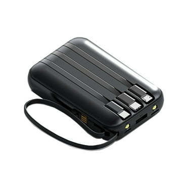 Matoen Portable Charger with Built-in Cables 10000mAh Power Bank, Slim Fast Charge USB C Battery Pack Travel Essentials Powerbank Compatible with Various Models of Mobile Phones
