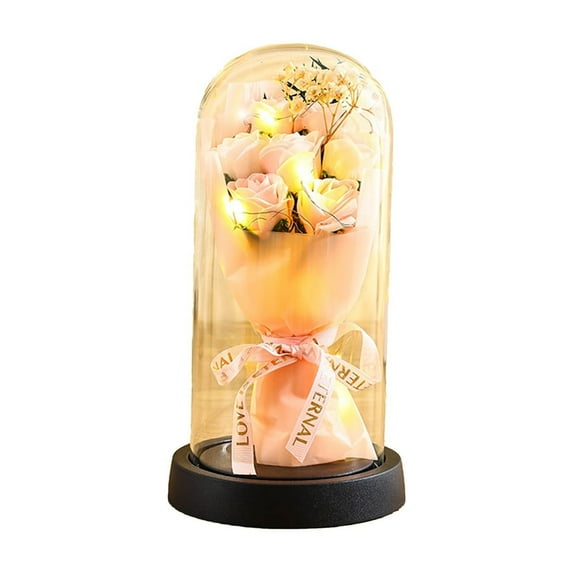 Matoen Preserevd Flowers, Fresh Flowers Bouquet in Glass Dome for Home Decor, Flowers for Delivery Gifts on Birthday, Valentine's Day, Mothers Day for Women, Mom Grandma (Yellow)