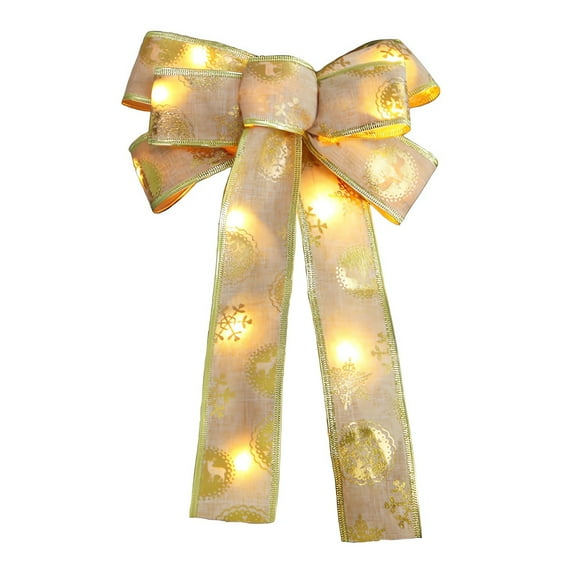 Matoen Red Christmas Bows with LED Lights, 8.66''x12.6'' Christmas Tree Topper Bows for Wreath, Christmas Bows Outdoor for Front Door Wreath Home