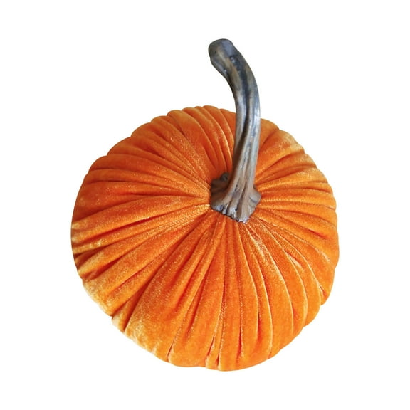 Matoen Rustic Harvest Orange Artificial Velvet Pumpkins for Halloween, Fall Thanksgiving Decorating Harvest Embellishing and Displaying