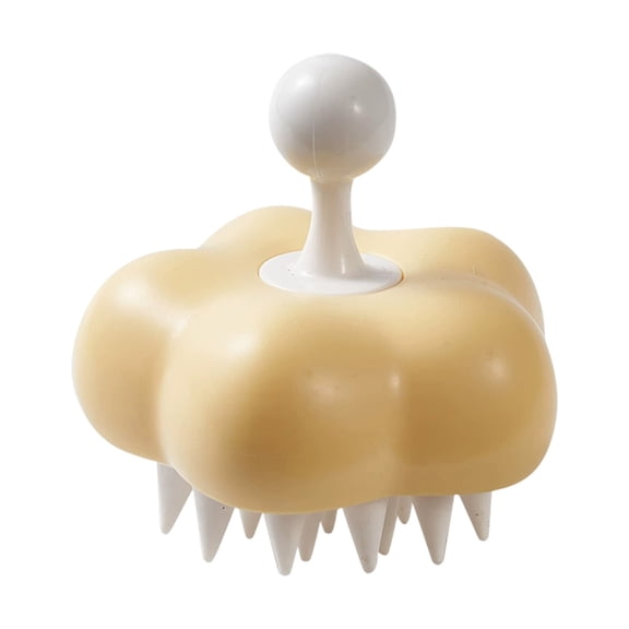 Matoen Scalp Massage Shampoo Brush - Soft & Hard Bristle Hair Wash Brush for Deep Cleansing - Handheld Waterproof Shampoo Comb with Finger Grip - Relieves Dandruff & Itchy Scalp (Yellow)