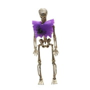 Matoen Skeleton Halloween Decorations, 6 in Full Body Poseable Small Skeleton Plastic Bones with Spiders for Halloween Indoor Outdoor Party, Graveyard, Haunted House Accessories