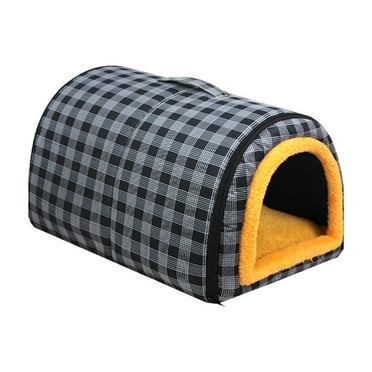 Matoen Small Dog House Indoor, 2 in 1 Washable Covered Dog Cat Bed,Insulated Cozy Pet Dog Igloo Cave, M Size for Cats and Puppies, Black