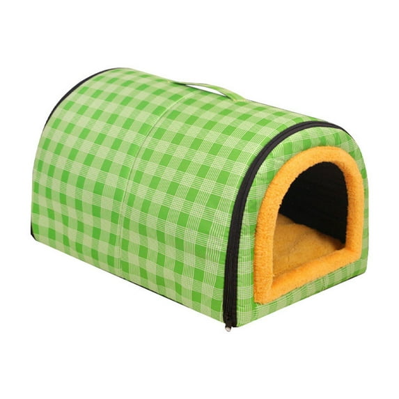 Matoen Small Dog House Indoor, 2 in 1 Washable Covered Dog Cat Bed,Insulated Cozy Pet Dog Igloo Cave, M Size for Cats and Puppies, Green