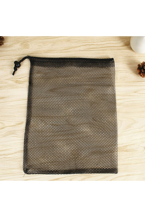 Small Mesh Bags Nylon Storage Mesh Bags Black Nylon Mesh Drawstring Bags with Small Travel Stuff Bags