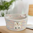 thumbnail image 1 of Matoen Small Woven Basket Cute Oval Cotton Rope Gifts Basket with Handle Empty Baby Wicker Storage Basket nursery Box Bin kids organizer Cat Dog toy Basket Easter Basket, 1 of 6