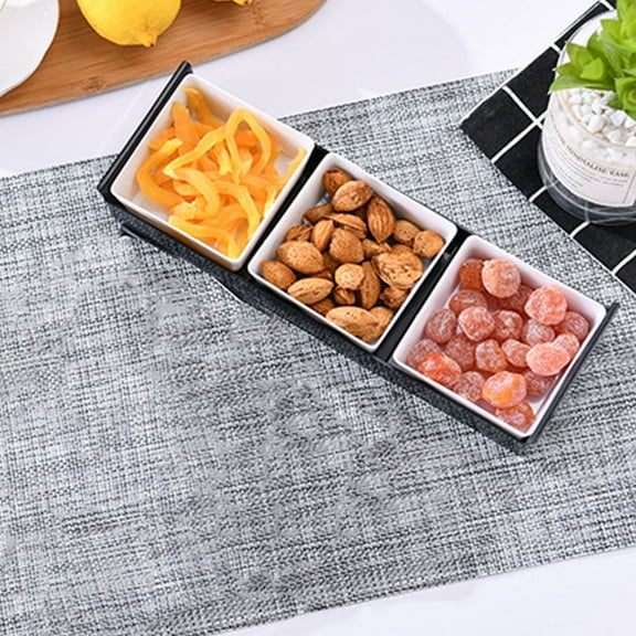 Oalirro Snack Serving Tray Gift Box - Empty Divided Appetizer Serving Tray Set, Sectional Nuts & Dry Fruit Tray, Candy Dish, Veggie Serving Platter, 3 Compartments