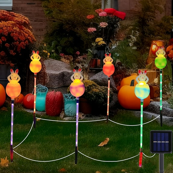 Matoen Solar Easter Eggs Stake Lights for Easter Decorations, Outdoor Waterproof Solar Eggs Bunny Lights, Solar Easter Garden Stake for Easter Decor Yard Pathway Spring Decor
