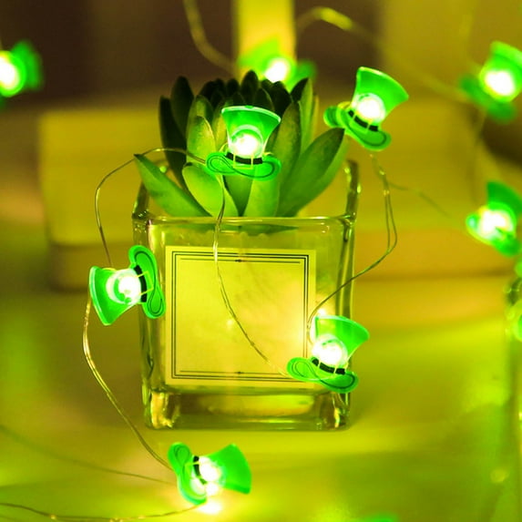 Matoen St Patrick's Day String Lights Shamrock Irish Fairy LED Light 118 inch 30 Green Color LED Battery Operated for Saint Patrick’s Day Party Decoration