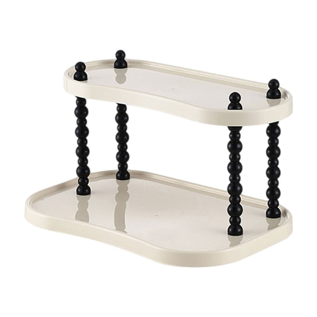 Matoen Stylish 2-Tier Cream Desktop Organizer - Perfect for Mugs, Perfume, Cosmetics, Books & Home Decor | Space-Saving Storage Shelf for Office & Living Room