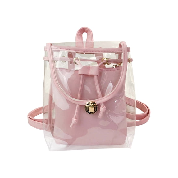 Matoen Summer Clear Backpack for Women - PU Transparent Backpack Large Clear Book Bag for College & Work